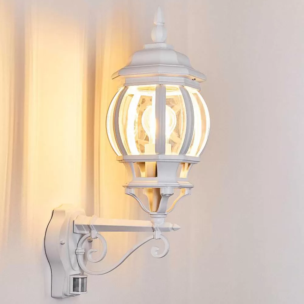 hofstein Applique Murale D'Exterieur Lentua Blanc, 1 Lumiere, Detecteur De Mouvement