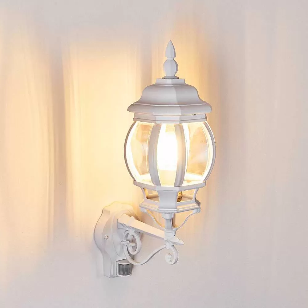 hofstein Applique Murale D'Exterieur Lentua Blanc, 1 Lumiere, Detecteur De Mouvement