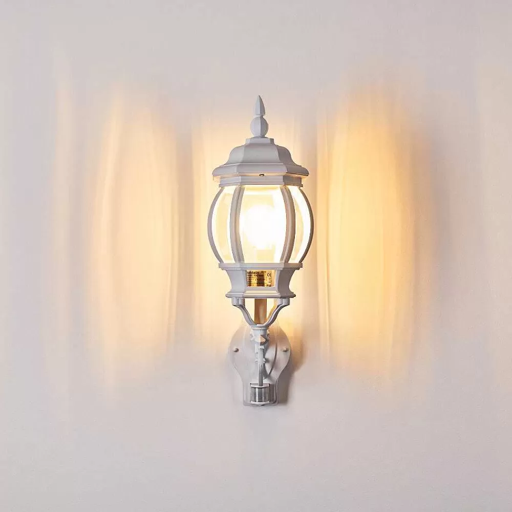 hofstein Applique Murale D'Exterieur Lentua Blanc, 1 Lumiere, Detecteur De Mouvement