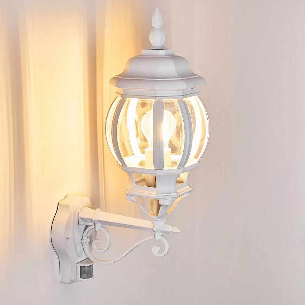 hofstein Applique Murale D'Exterieur Lentua Blanc, 1 Lumiere, Detecteur De Mouvement