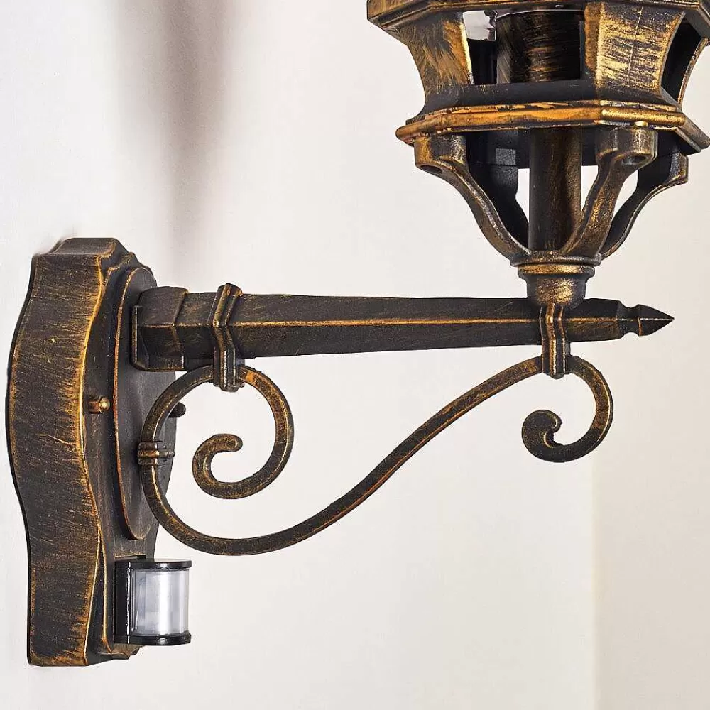 hofstein Applique Murale D'Exterieur Lentua Brun Dore, 1 Lumiere, Detecteur De Mouvement