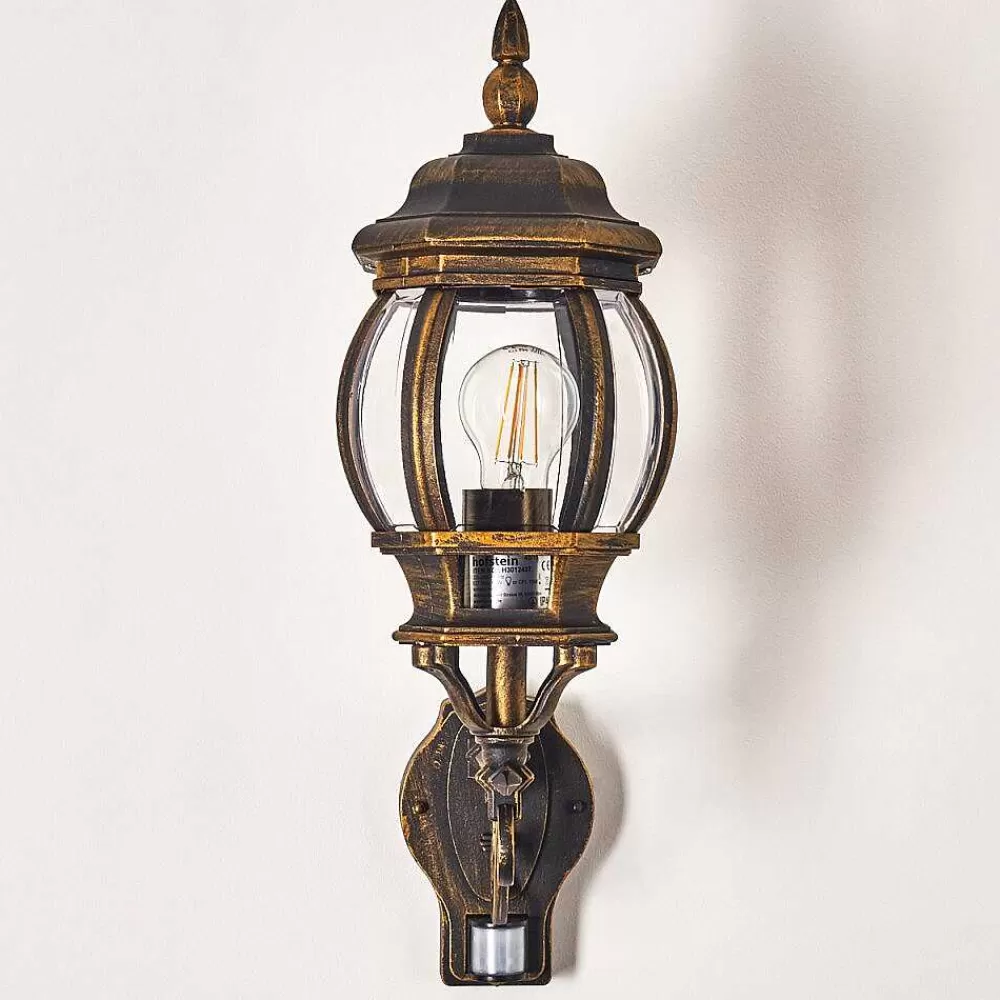 hofstein Applique Murale D'Exterieur Lentua Brun Dore, 1 Lumiere, Detecteur De Mouvement