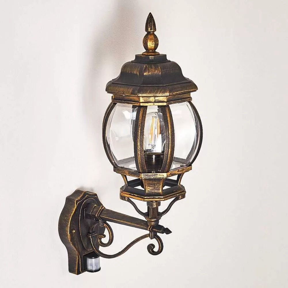 hofstein Applique Murale D'Exterieur Lentua Brun Dore, 1 Lumiere, Detecteur De Mouvement
