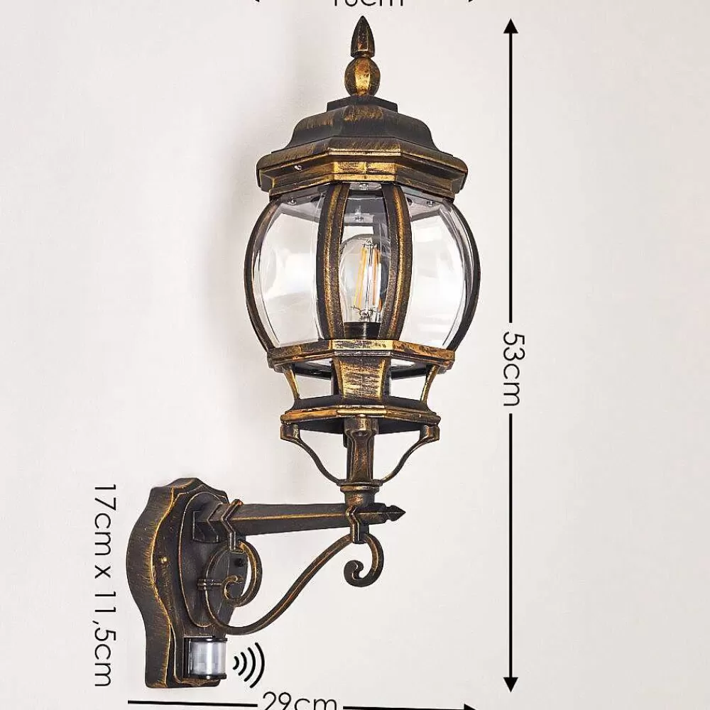hofstein Applique Murale D'Exterieur Lentua Brun Dore, 1 Lumiere, Detecteur De Mouvement
