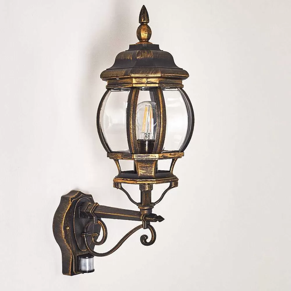 hofstein Applique Murale D'Exterieur Lentua Brun Dore, 1 Lumiere, Detecteur De Mouvement