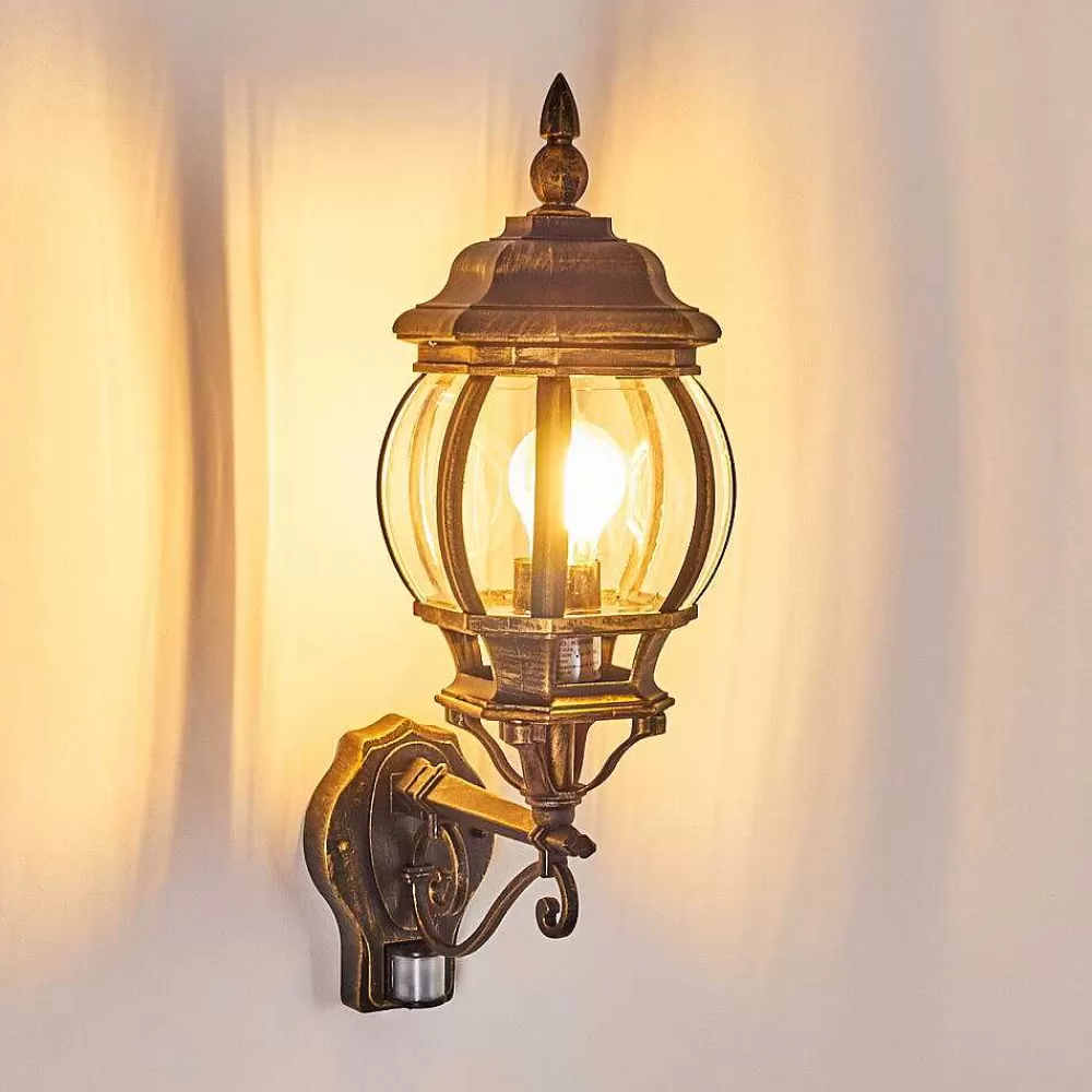 hofstein Applique Murale D'Exterieur Lentua Brun Dore, 1 Lumiere, Detecteur De Mouvement