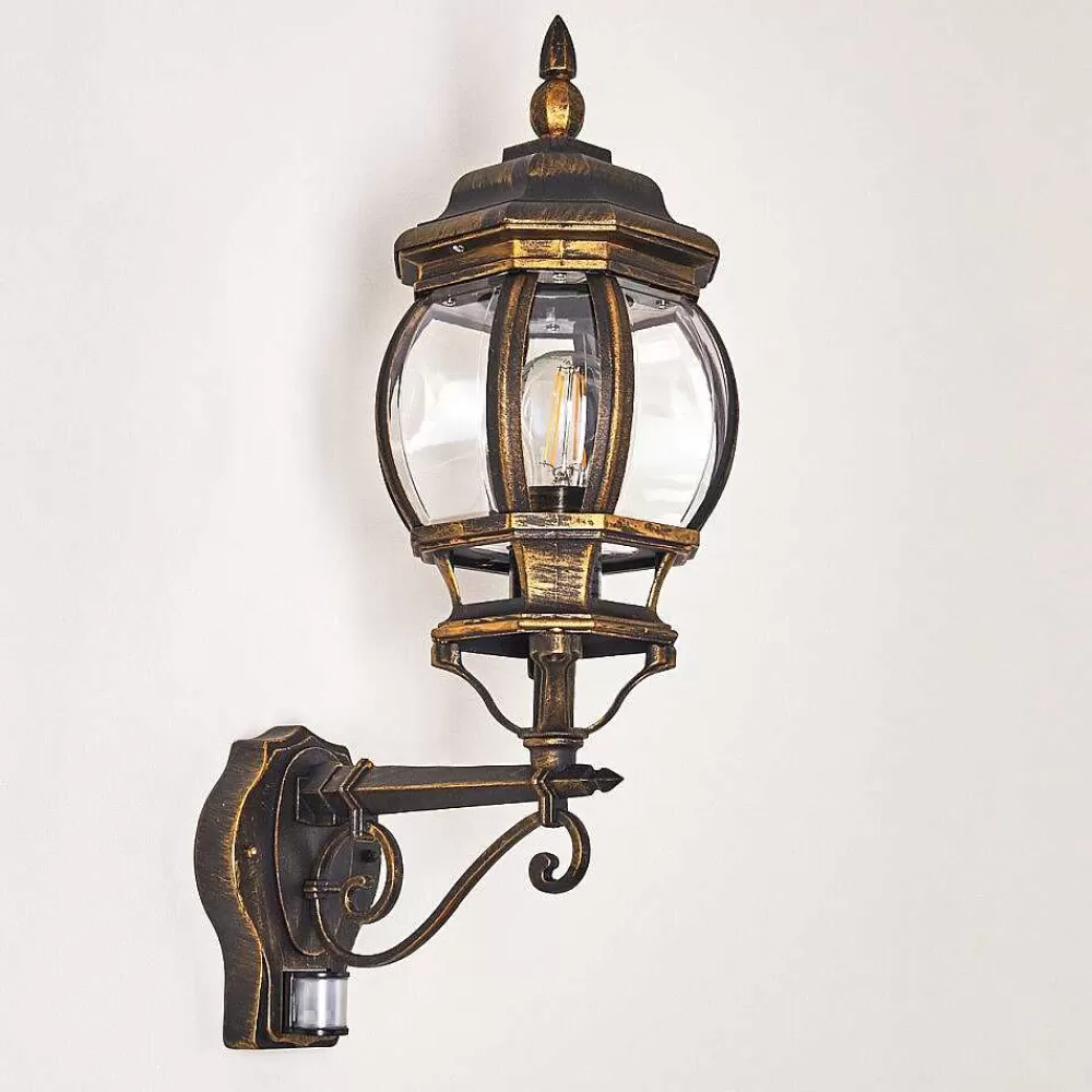 hofstein Applique Murale D'Exterieur Lentua Brun Dore, 1 Lumiere, Detecteur De Mouvement