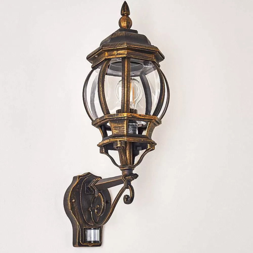 hofstein Applique Murale D'Exterieur Lentua Brun Dore, 1 Lumiere, Detecteur De Mouvement