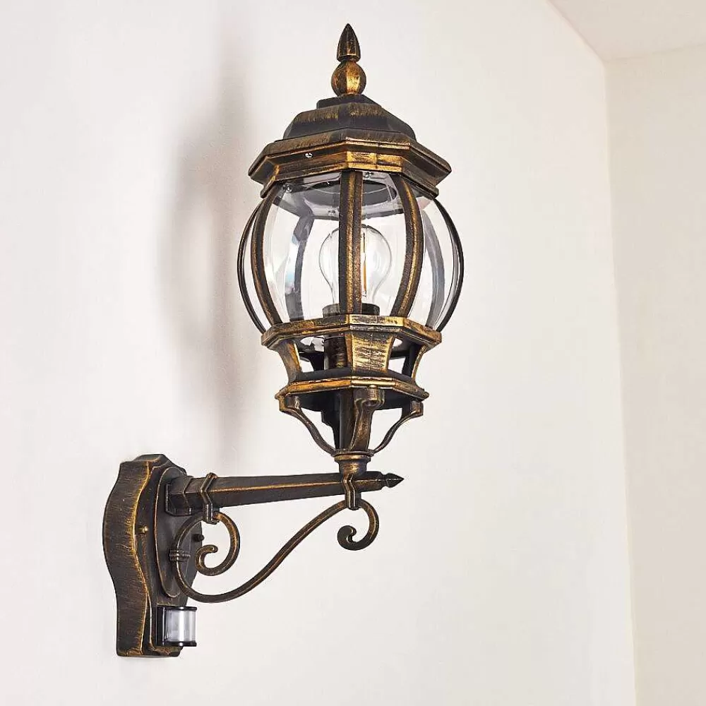 hofstein Applique Murale D'Exterieur Lentua Brun Dore, 1 Lumiere, Detecteur De Mouvement