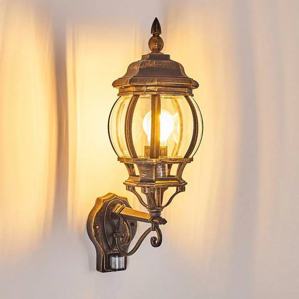 hofstein Applique Murale D'Exterieur Lentua Brun Dore, 1 Lumiere, Detecteur De Mouvement