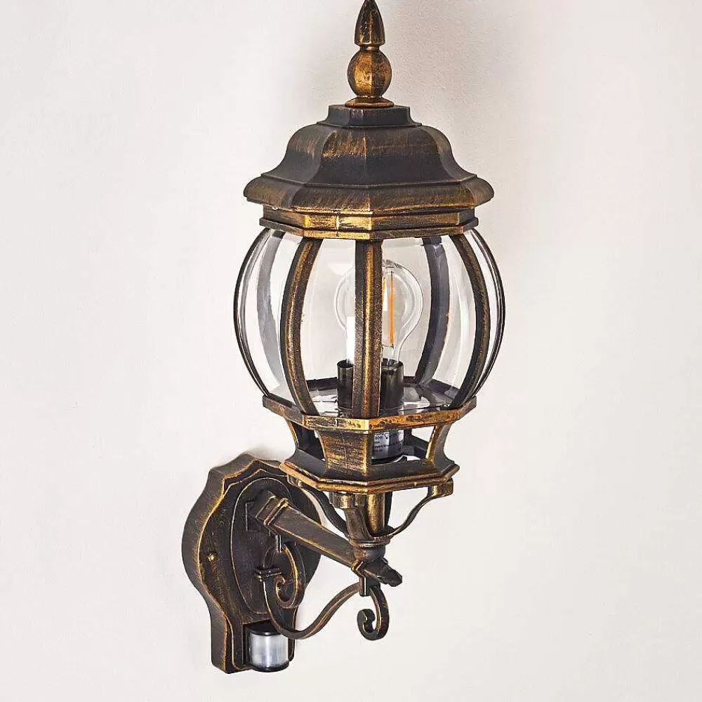 hofstein Applique Murale D'Exterieur Lentua Brun Dore, 1 Lumiere, Detecteur De Mouvement