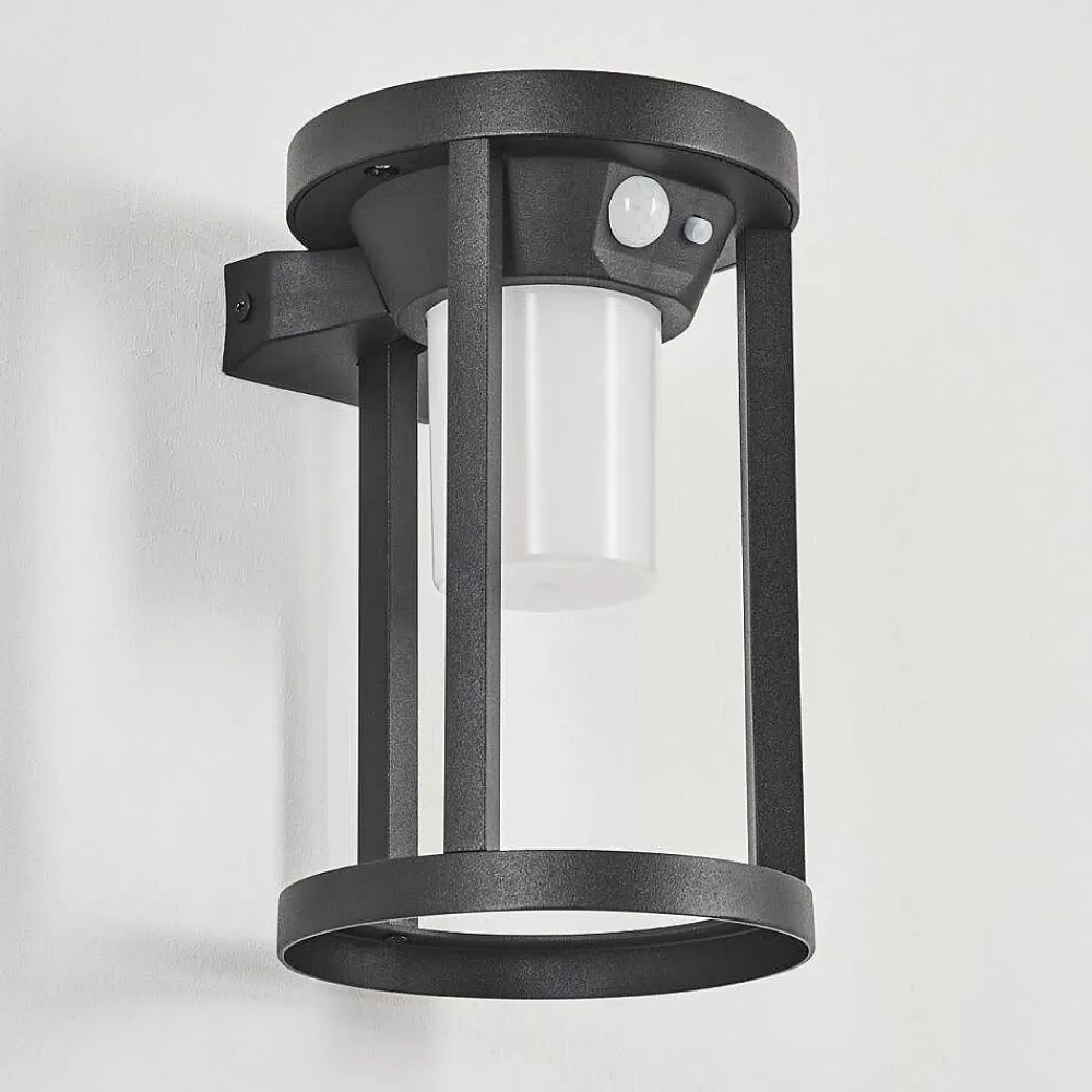 hofstein Applique Murale D'Exterieur Lokpano Led Noir, 1 Lumiere, Detecteur De Mouvement, Changeur De Couleurs