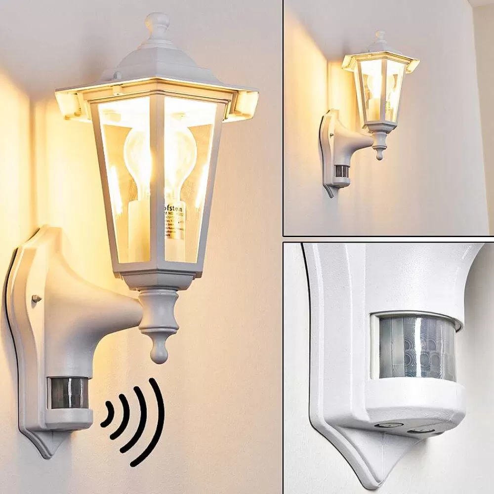 hofstein Applique Murale D'Exterieur Loria Blanc, 1 Lumiere, Detecteur De Mouvement