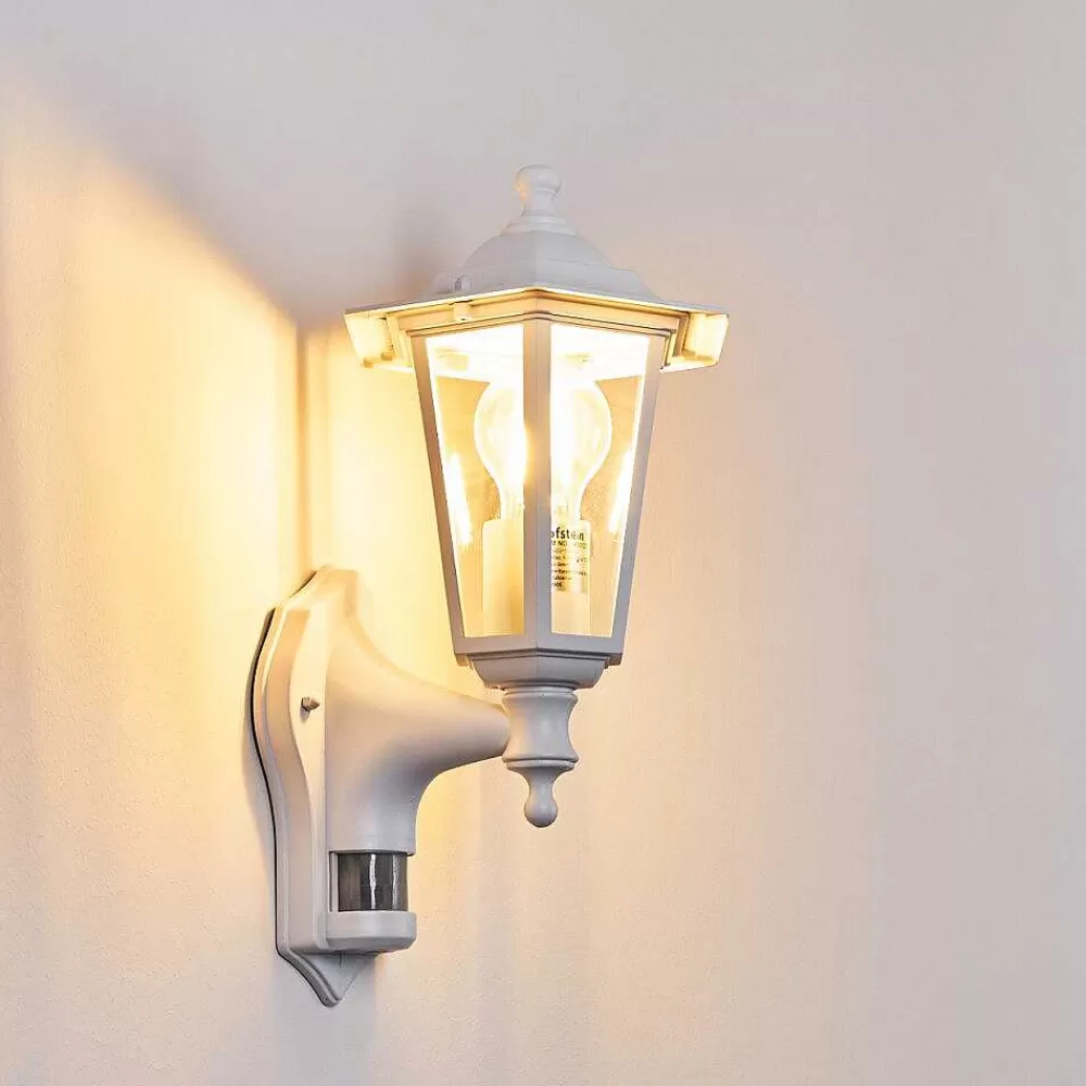 hofstein Applique Murale D'Exterieur Loria Blanc, 1 Lumiere, Detecteur De Mouvement