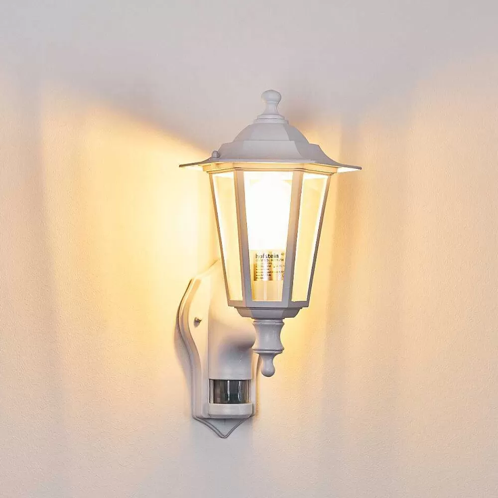 hofstein Applique Murale D'Exterieur Loria Blanc, 1 Lumiere, Detecteur De Mouvement