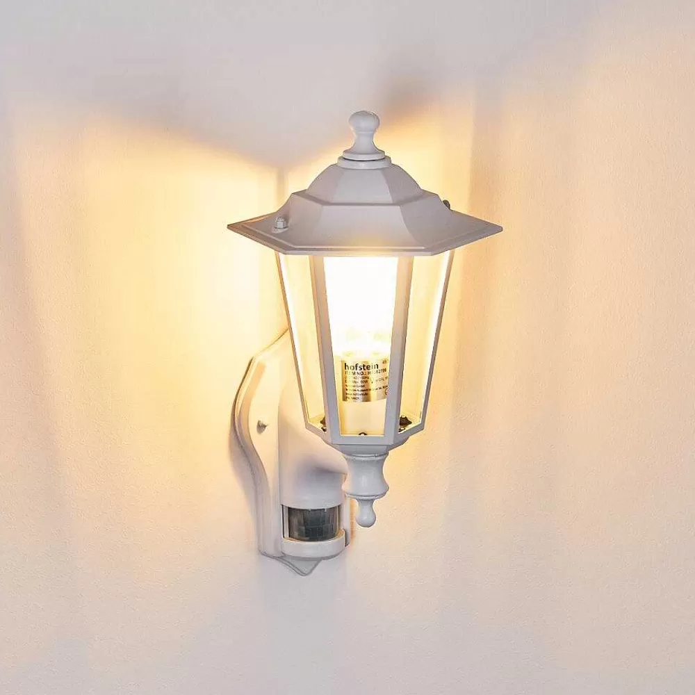 hofstein Applique Murale D'Exterieur Loria Blanc, 1 Lumiere, Detecteur De Mouvement