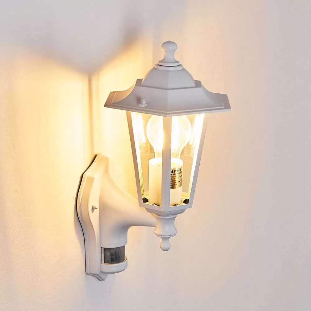 hofstein Applique Murale D'Exterieur Loria Blanc, 1 Lumiere, Detecteur De Mouvement