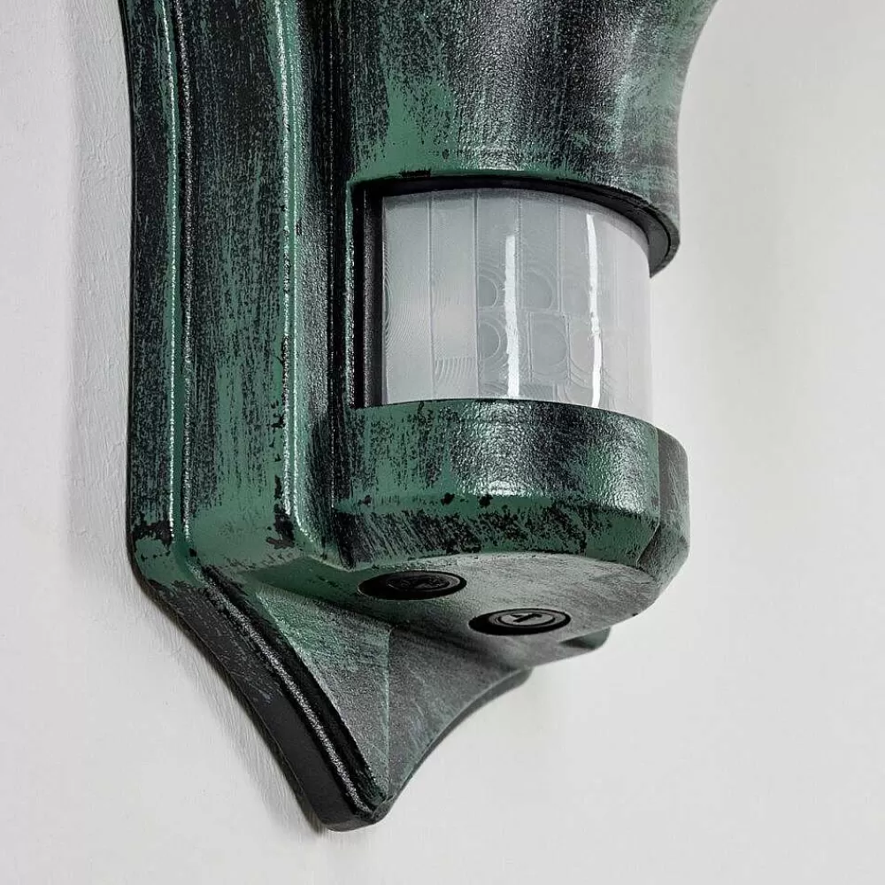 hofstein Applique Murale D'Exterieur Loria Vert, Noir, 1 Lumiere, Detecteur De Mouvement