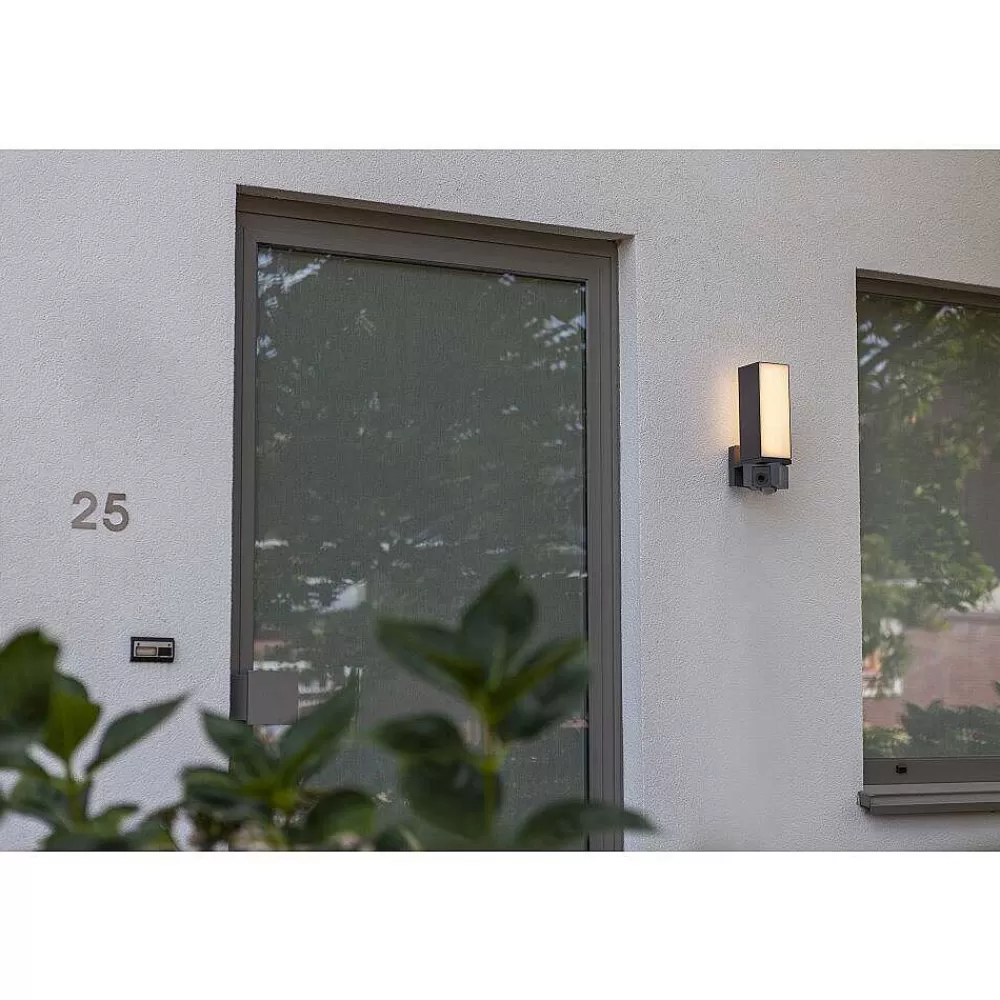 Luminaires Lutec Applique Murale D'Exterieur Lutec Cuba Led Anthracite, 1 Lumiere, Detecteur De Mouvement