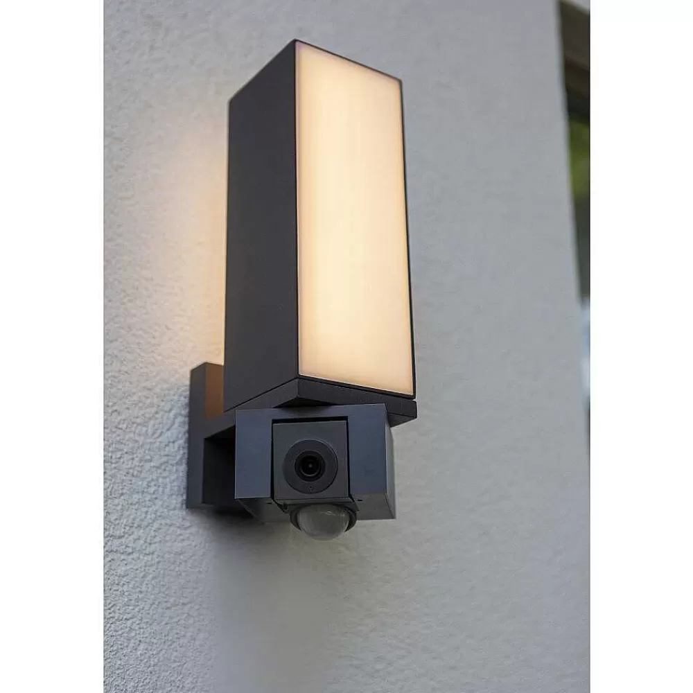 Luminaires Lutec Applique Murale D'Exterieur Lutec Cuba Led Anthracite, 1 Lumiere, Detecteur De Mouvement
