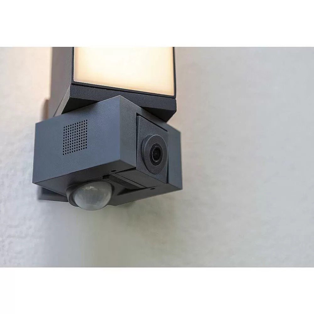 Luminaires Lutec Applique Murale D'Exterieur Lutec Cuba Led Anthracite, 1 Lumiere, Detecteur De Mouvement