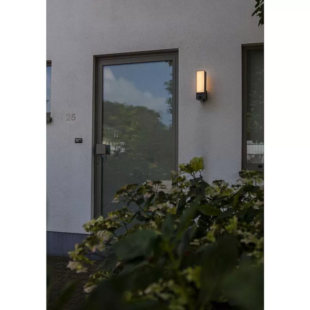Luminaires Lutec Applique Murale D'Exterieur Lutec Cuba Led Anthracite, 1 Lumiere, Detecteur De Mouvement
