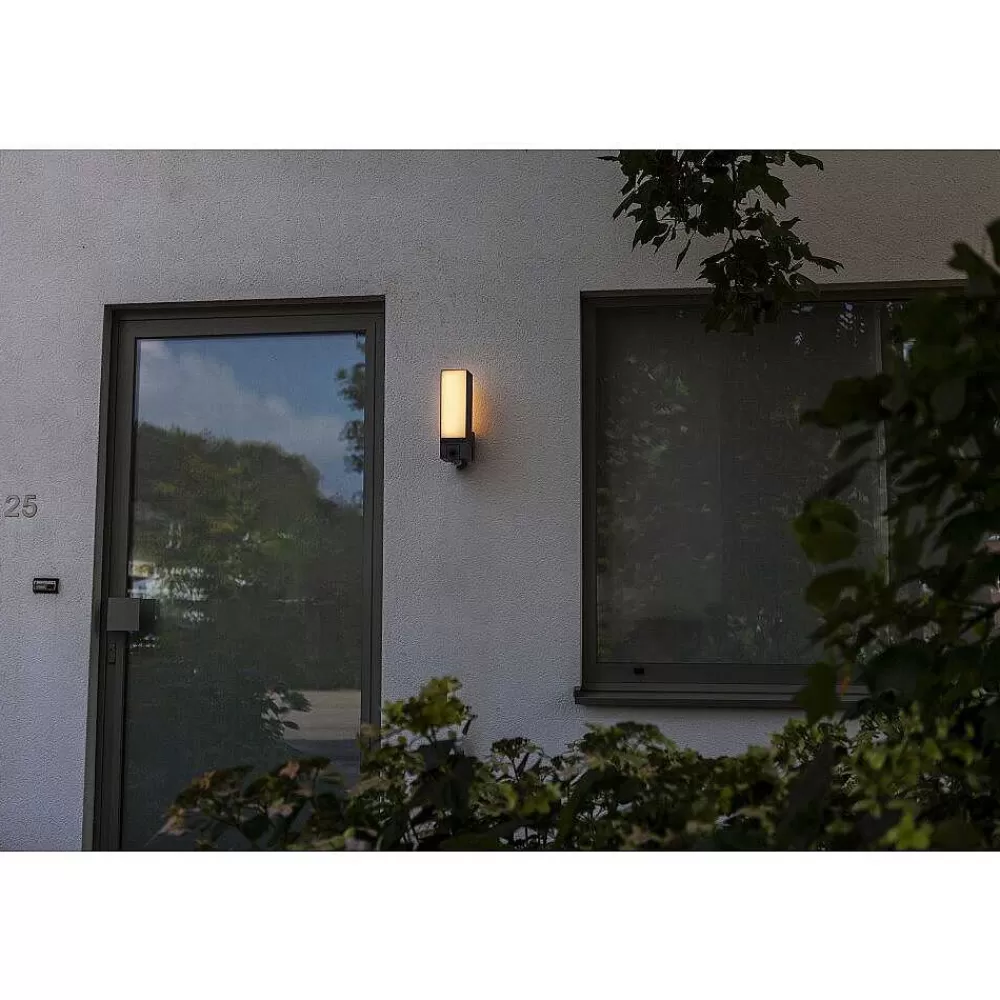Luminaires Lutec Applique Murale D'Exterieur Lutec Cuba Led Anthracite, 1 Lumiere, Detecteur De Mouvement