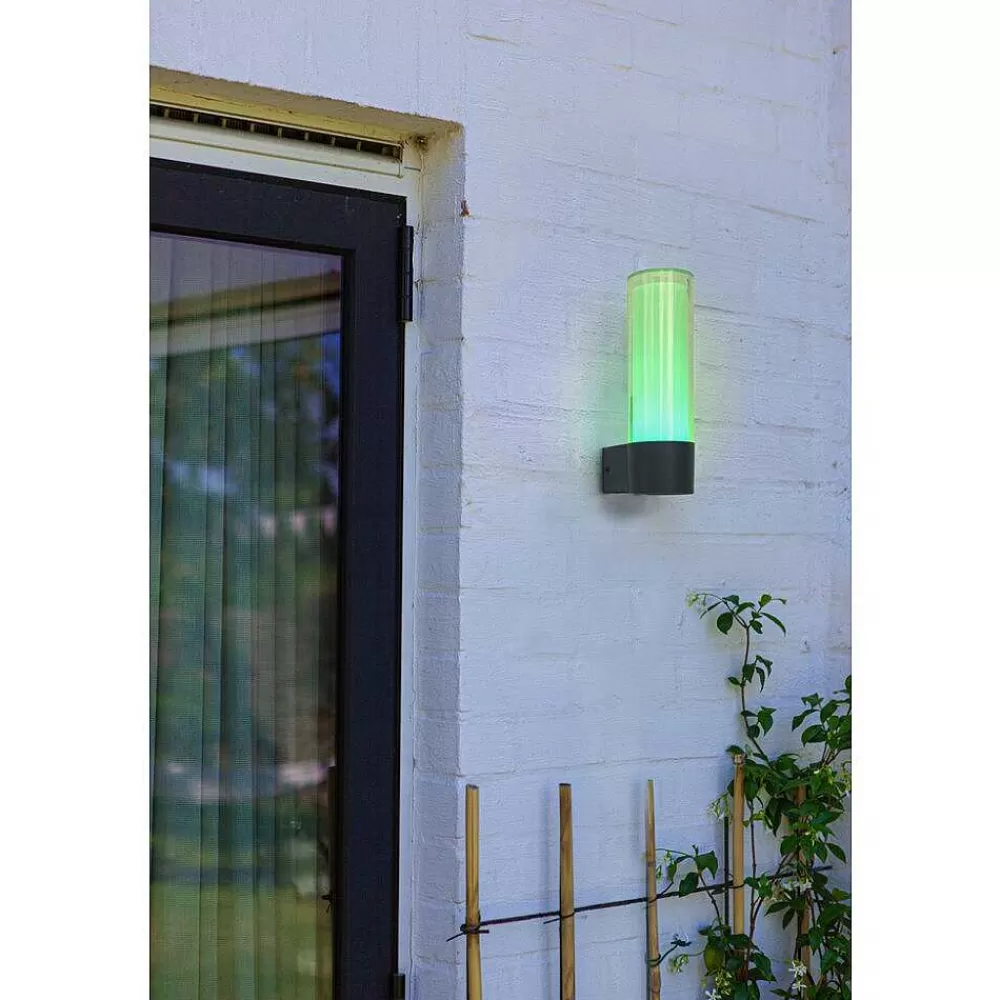 Luminaires Lutec Applique Murale D'Exterieur Lutec Dropa Led Anthracite, 1 Lumiere, Changeur De Couleurs