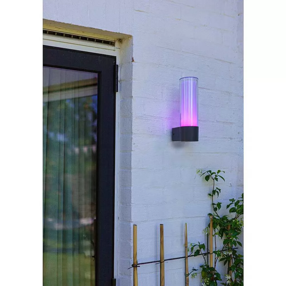 Luminaires Lutec Applique Murale D'Exterieur Lutec Dropa Led Anthracite, 1 Lumiere, Changeur De Couleurs