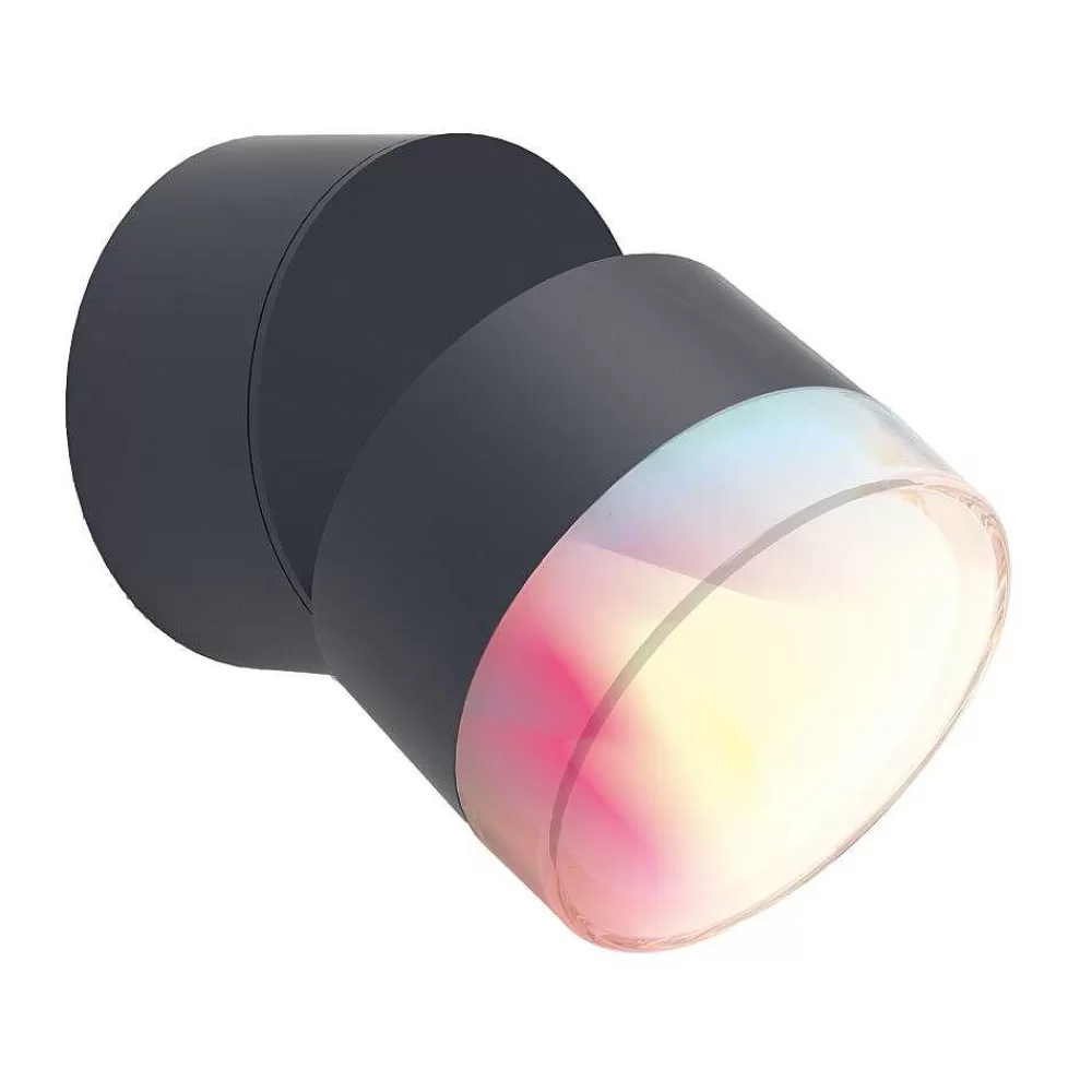 Luminaires Lutec Applique Murale D'Exterieur Lutec Dropsi Led Anthracite, 1 Lumiere, Changeur De Couleurs