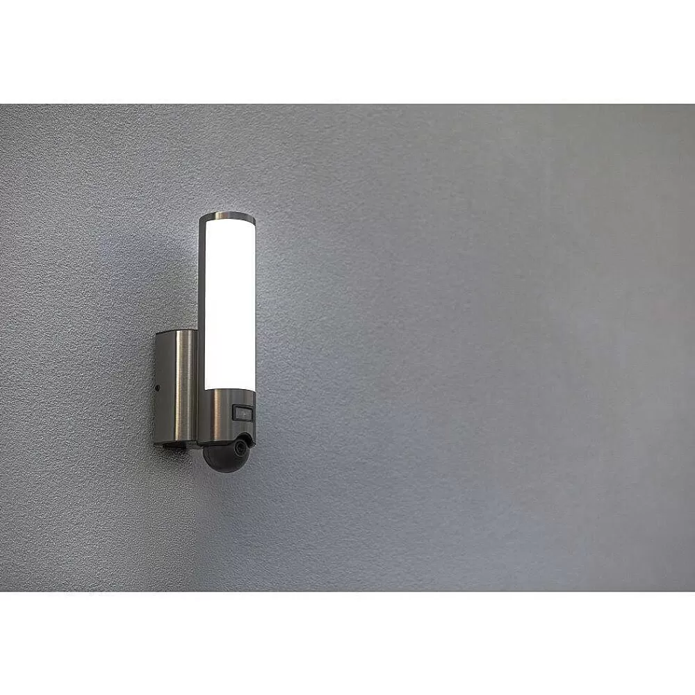 Luminaires Lutec Applique Murale D'Exterieur Lutec Elara Led Acier Inoxydable, 1 Lumiere, Detecteur De Mouvement