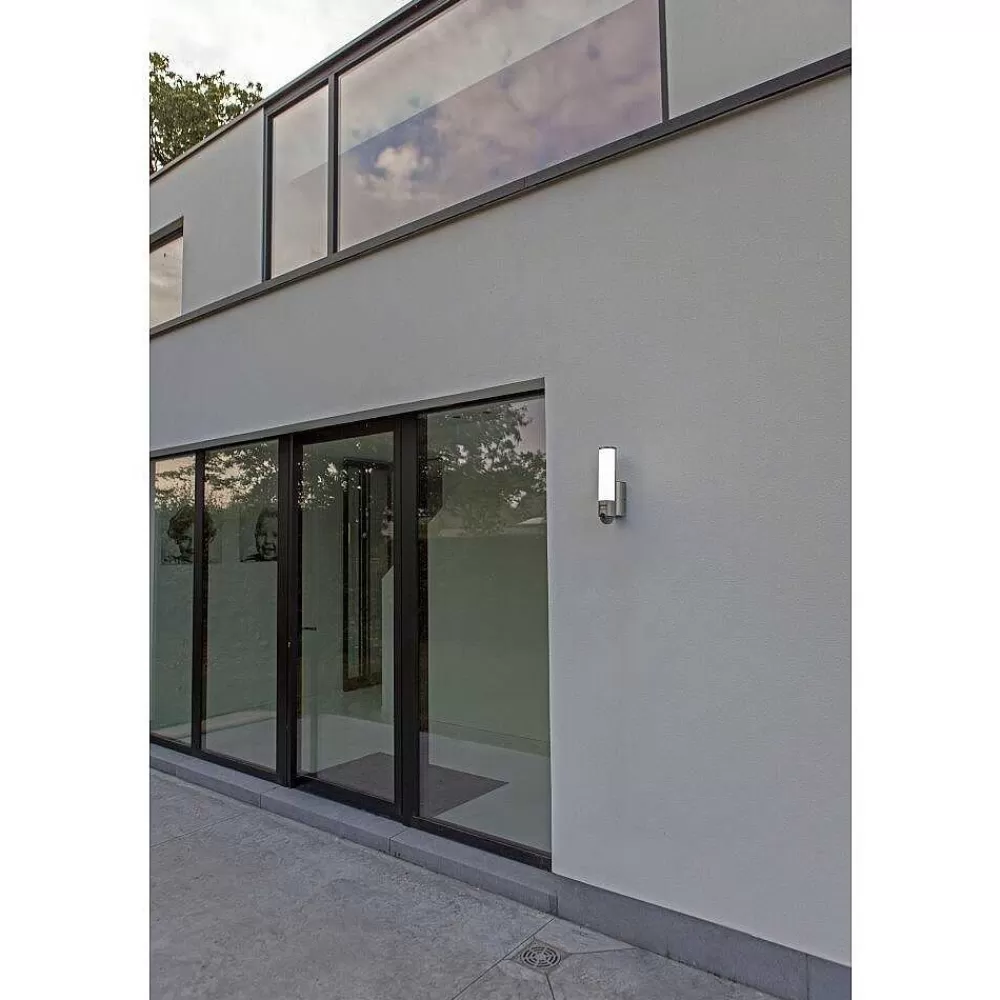 Luminaires Lutec Applique Murale D'Exterieur Lutec Elara Led Acier Inoxydable, 1 Lumiere, Detecteur De Mouvement
