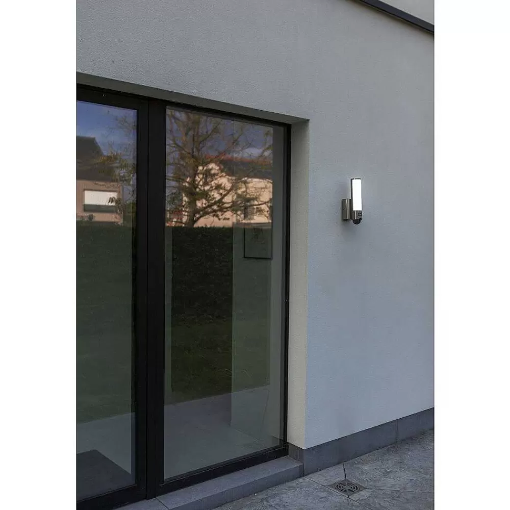 Luminaires Lutec Applique Murale D'Exterieur Lutec Elara Led Acier Inoxydable, 1 Lumiere, Detecteur De Mouvement