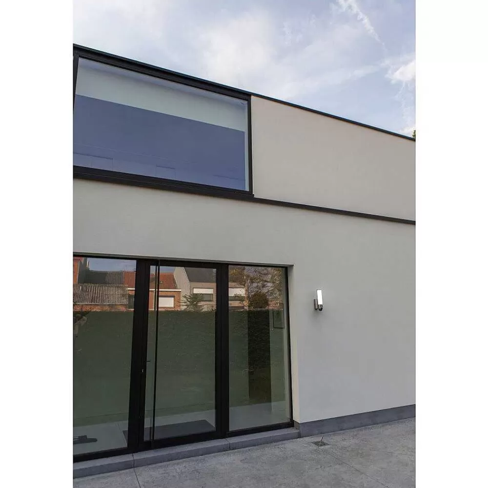 Luminaires Lutec Applique Murale D'Exterieur Lutec Elara Led Acier Inoxydable, 1 Lumiere, Detecteur De Mouvement