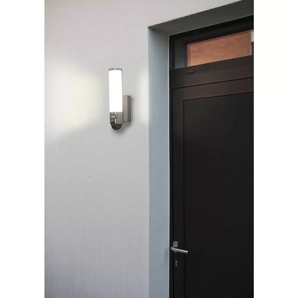 Luminaires Lutec Applique Murale D'Exterieur Lutec Elara Led Acier Inoxydable, 1 Lumiere, Detecteur De Mouvement