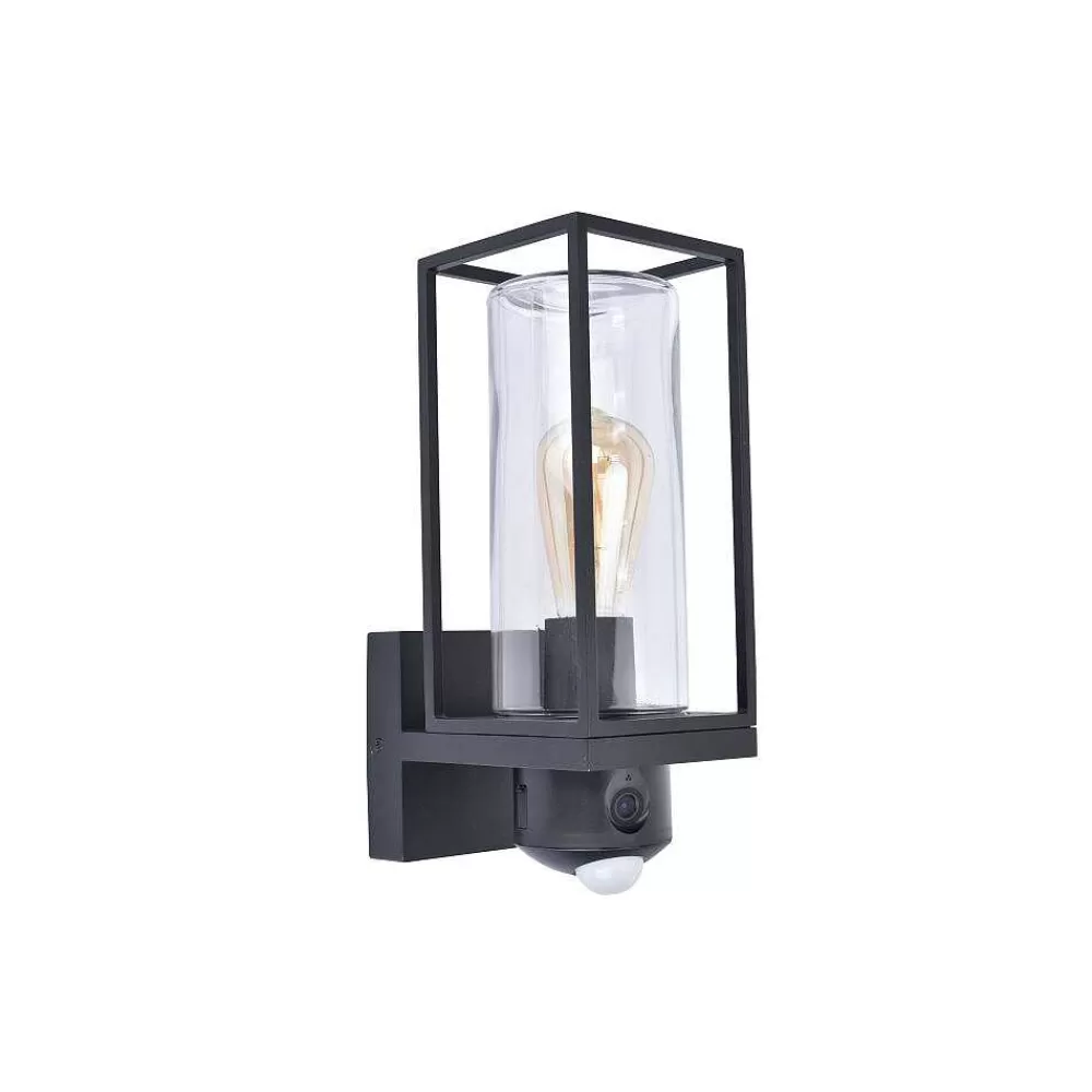 Luminaires Lutec Applique Murale D'Exterieur Lutec Flair Noir, 1 Lumiere, Detecteur De Mouvement