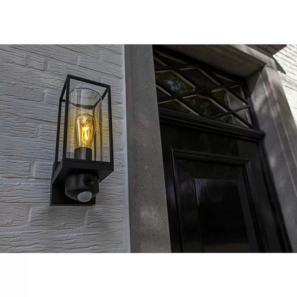 Luminaires Lutec Applique Murale D'Exterieur Lutec Flair Noir, 1 Lumiere, Detecteur De Mouvement