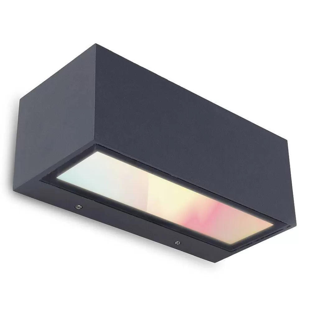 Luminaires Lutec Applique Murale D'Exterieur Lutec Gemini Led Anthracite, 2 Lumieres, Changeur De Couleurs