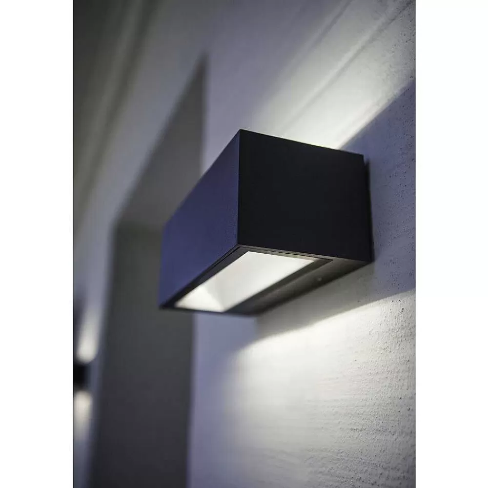 Luminaires Lutec Applique Murale D'Exterieur Lutec Gemini Led Anthracite, 2 Lumieres, Changeur De Couleurs