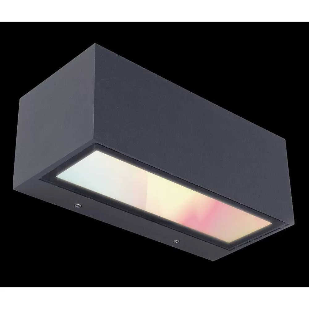 Luminaires Lutec Applique Murale D'Exterieur Lutec Gemini Led Anthracite, 2 Lumieres, Changeur De Couleurs