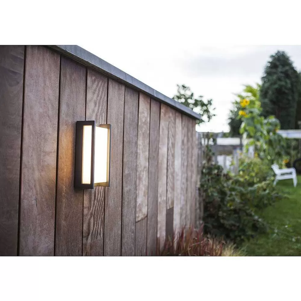 Luminaires Lutec Applique Murale D'Exterieur Lutec Qubo Led Anthracite, 1 Lumiere, Changeur De Couleurs