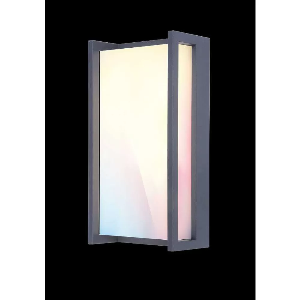 Luminaires Lutec Applique Murale D'Exterieur Lutec Qubo Led Anthracite, 1 Lumiere, Changeur De Couleurs