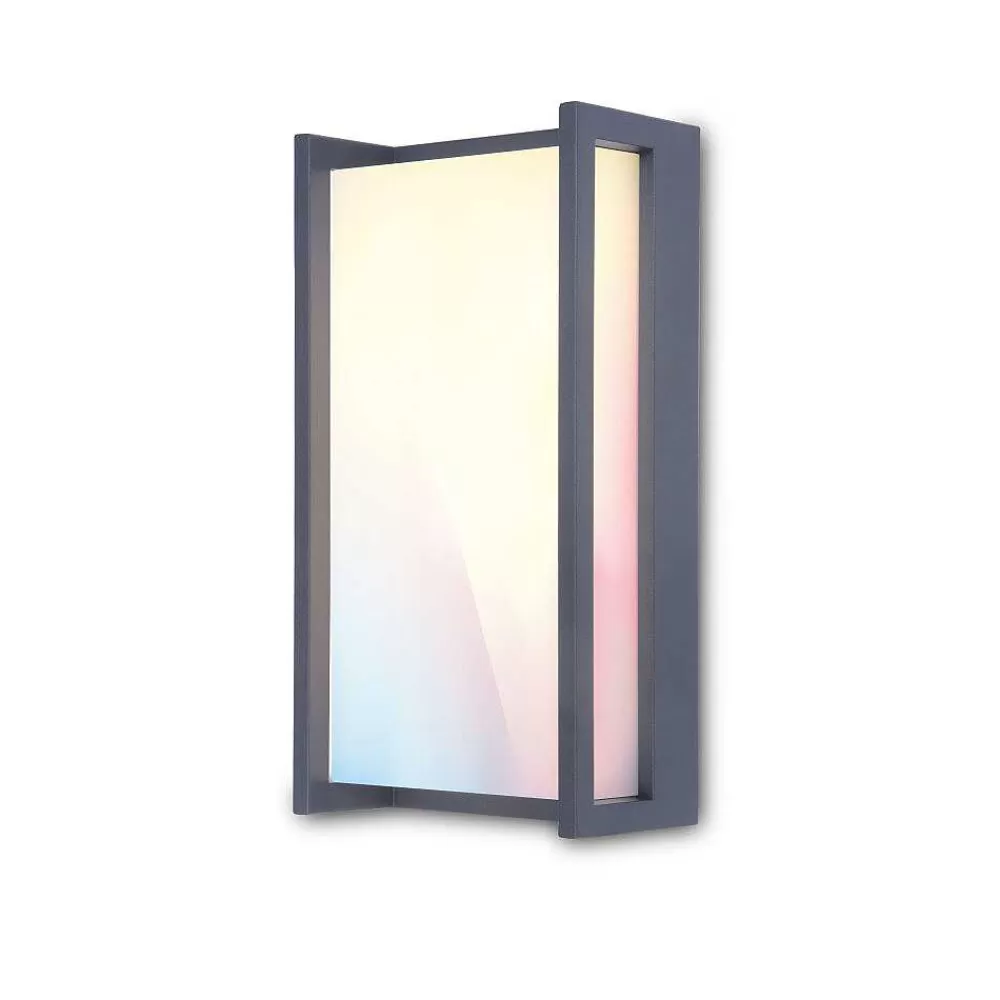 Luminaires Lutec Applique Murale D'Exterieur Lutec Qubo Led Anthracite, 1 Lumiere, Changeur De Couleurs