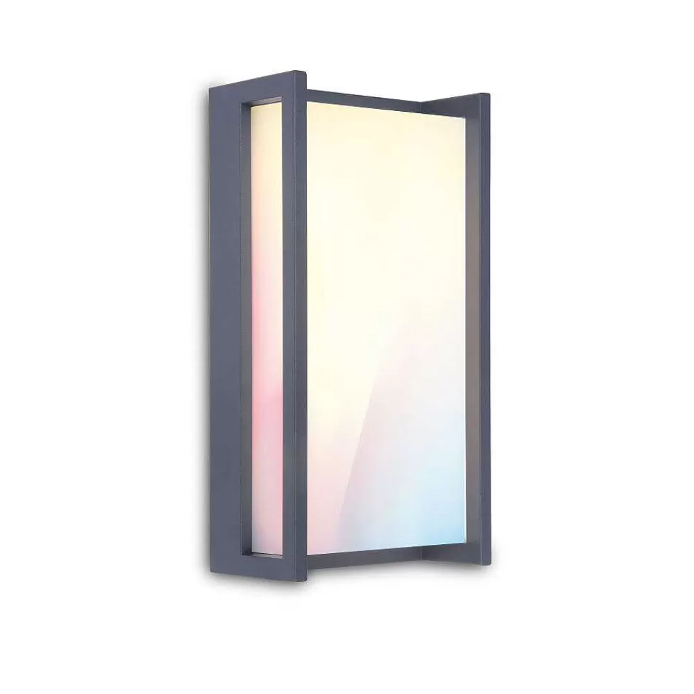 Luminaires Lutec Applique Murale D'Exterieur Lutec Qubo Led Anthracite, 1 Lumiere, Changeur De Couleurs