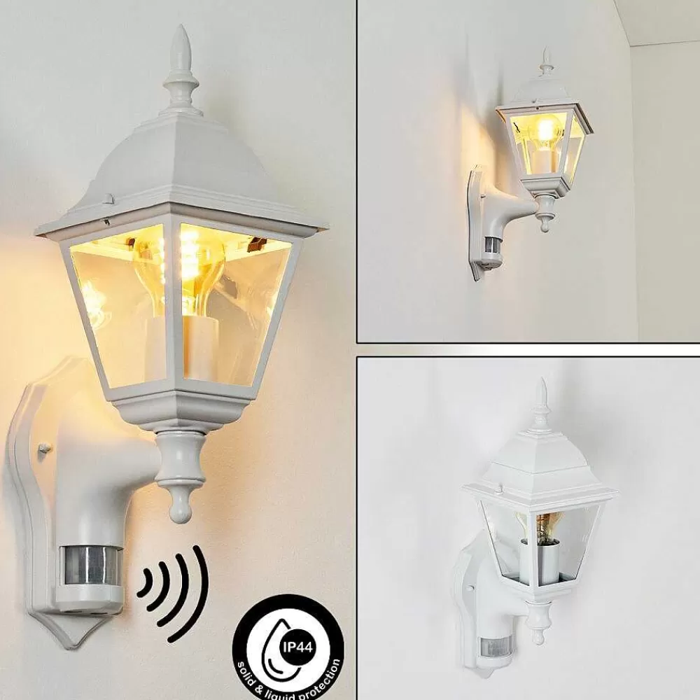 hofstein Applique Murale D'Exterieur Naofe Blanc, 1 Lumiere, Detecteur De Mouvement