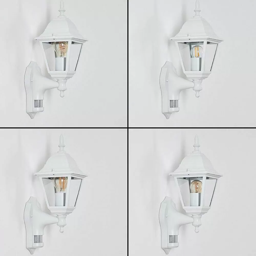 hofstein Applique Murale D'Exterieur Naofe Blanc, 1 Lumiere, Detecteur De Mouvement