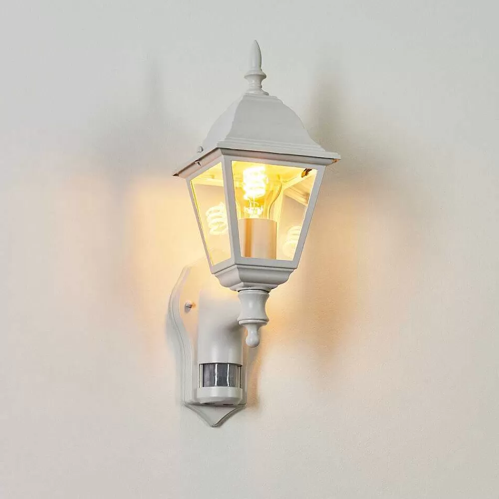 hofstein Applique Murale D'Exterieur Naofe Blanc, 1 Lumiere, Detecteur De Mouvement