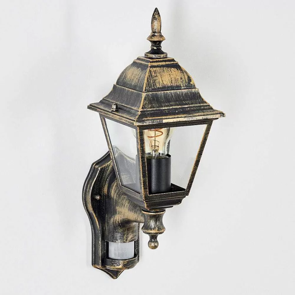 hofstein Applique Murale D'Exterieur Naofe Brun, Or, 1 Lumiere, Detecteur De Mouvement