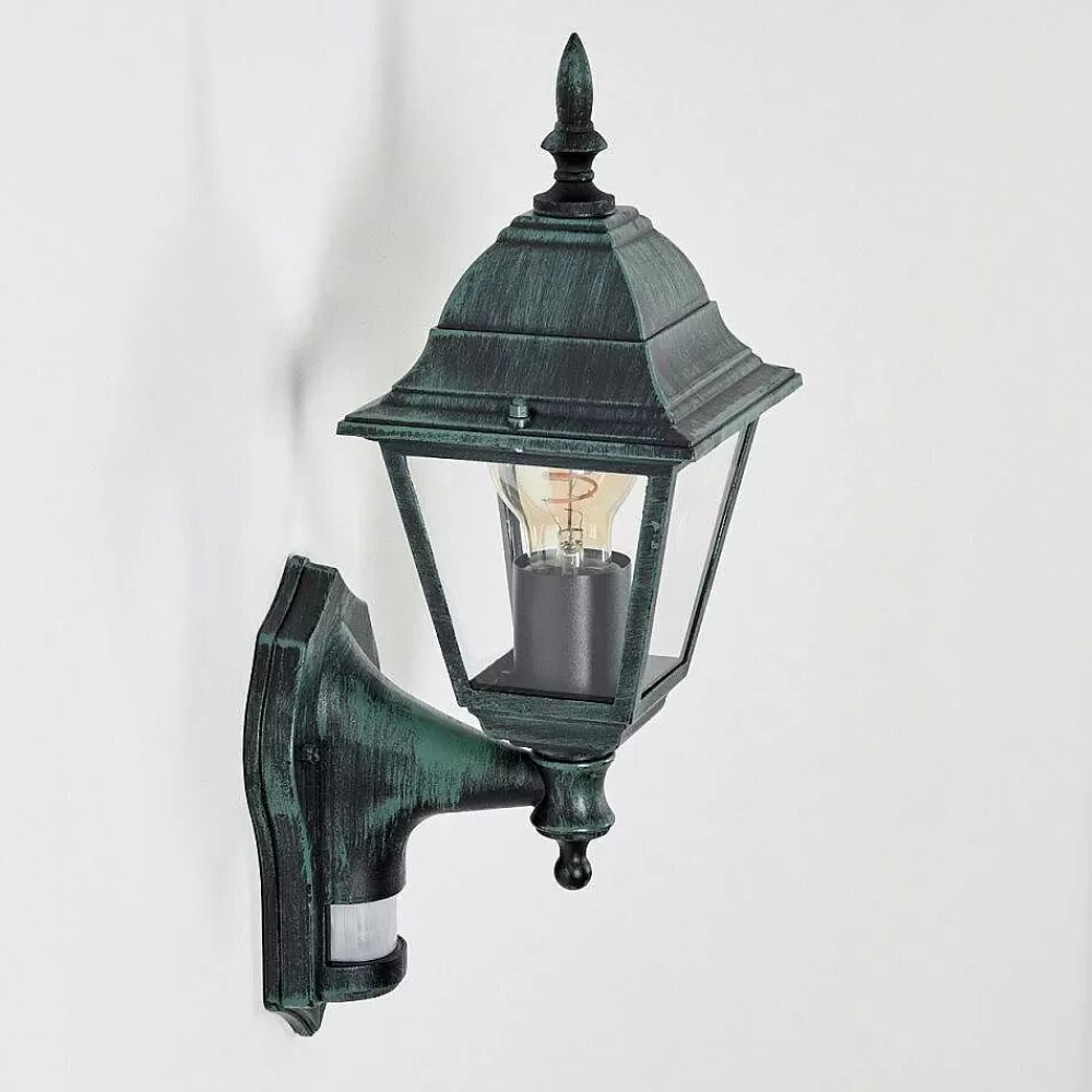 hofstein Applique Murale D'Exterieur Naofe Vert, Noir, 1 Lumiere, Detecteur De Mouvement