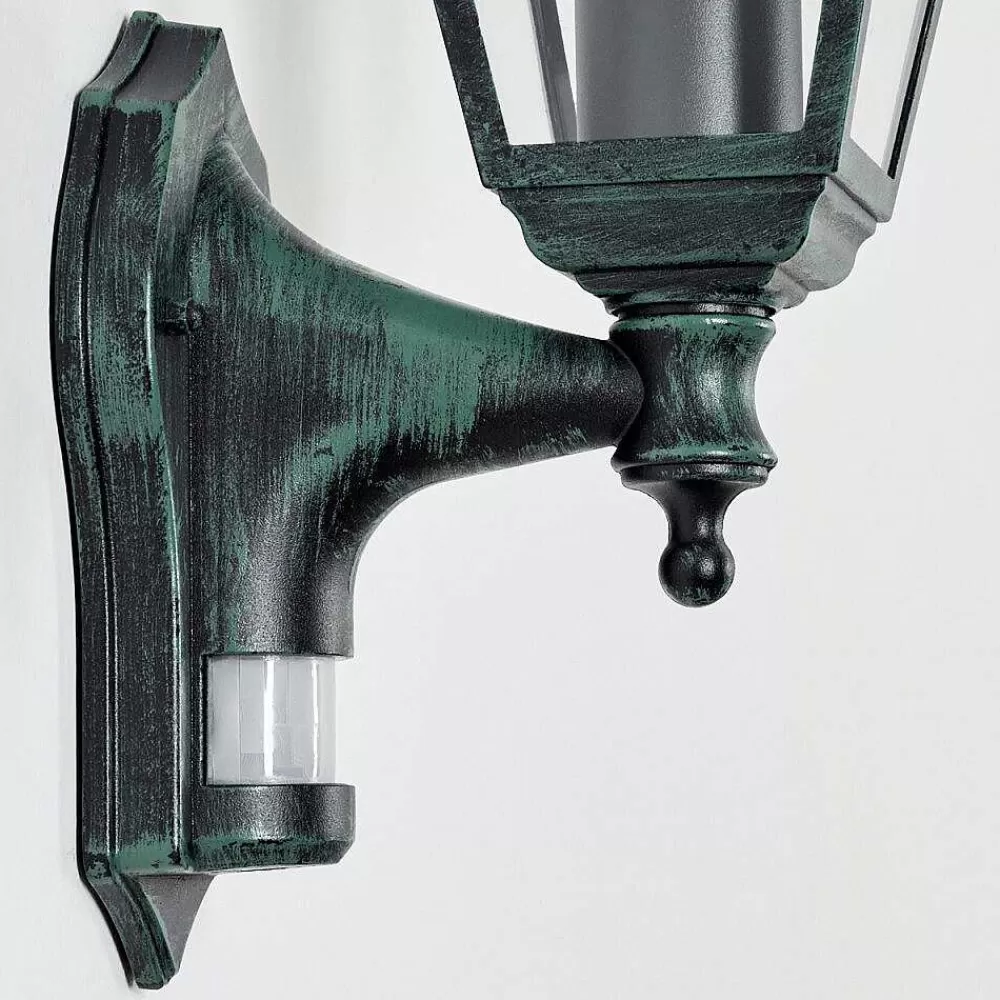hofstein Applique Murale D'Exterieur Naofe Vert, Noir, 1 Lumiere, Detecteur De Mouvement